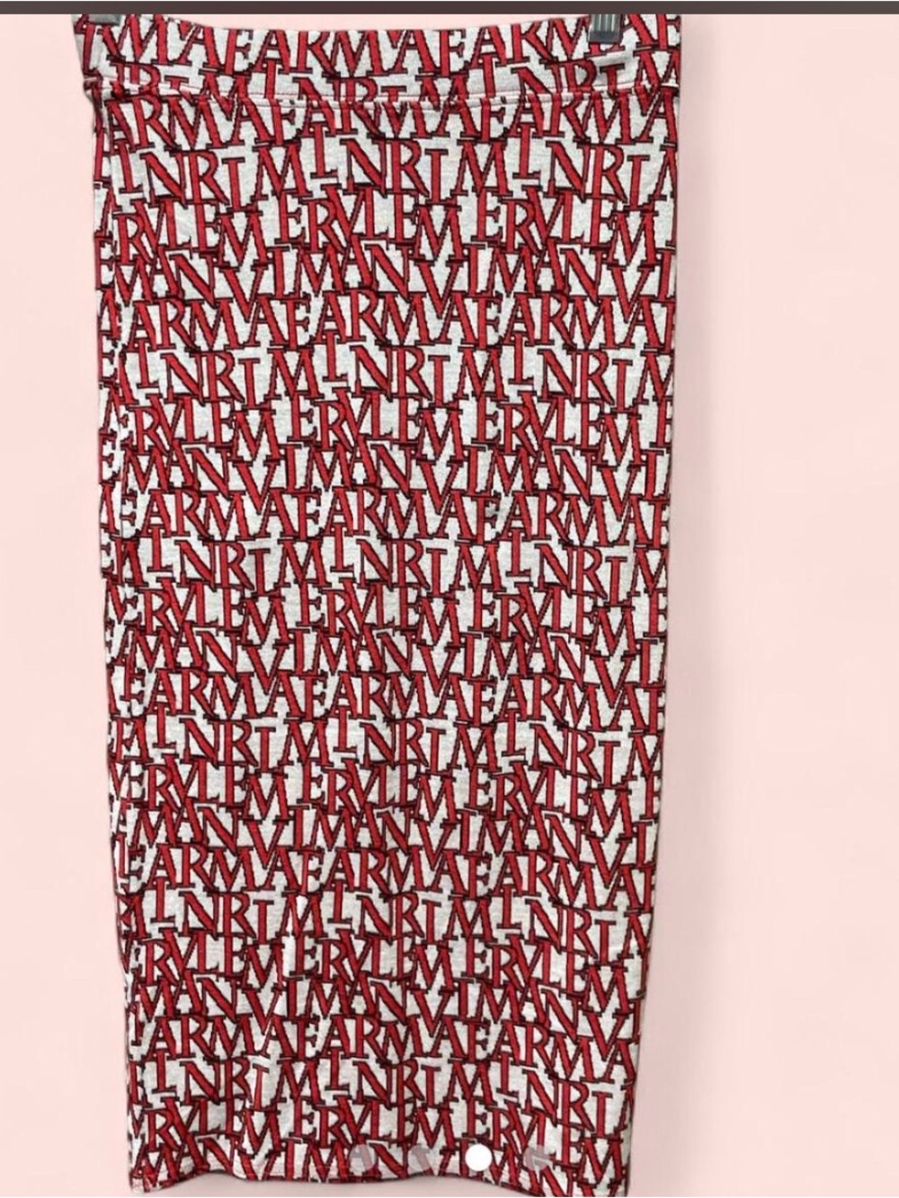 Bershka Red & White Logo-Print Pencil Skirt